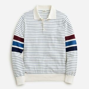 Striped Polo Shirt - White and Blue